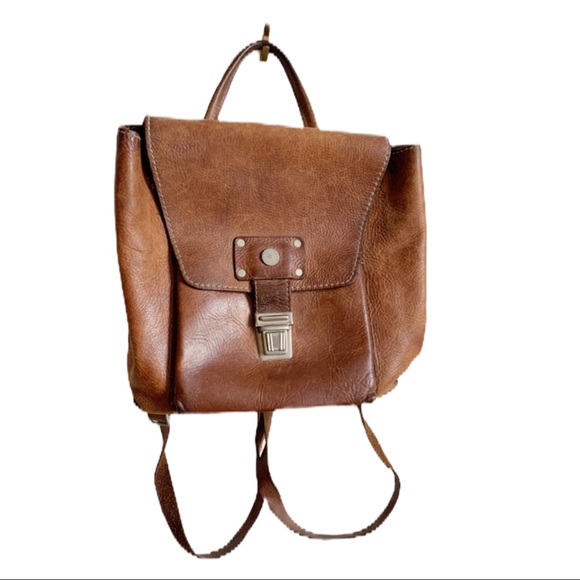 Vintage Handbags - Vtg Brown Leather Hand Tooled Backpack Canada